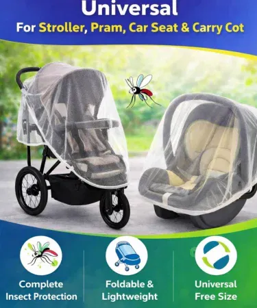 Baby Mosquito Net Universal – foldable breathable mesh cover for stroller, pram, car seat & carry cot