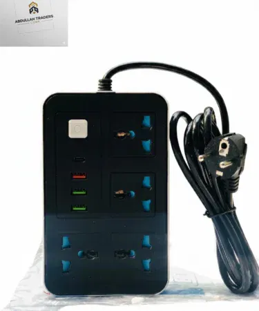 Multi-Port Universal Extension Lead with USB‑C & Fast Charging Ports – 4 AC sockets, USB‑C & USB‑A ports, safety shutters – Khareedo , imagecaption=Versatile power strip with safety shutters and fast charging – perfect for home, office, and travel ,
