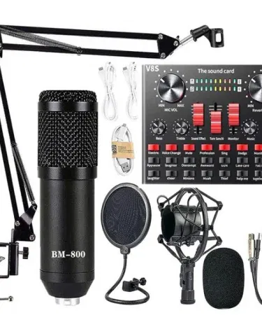 BM800 Condenser Microphone with V8s Sound Card Studio and Gaming Mic Set – high‑quality audio for recording, streaming and gaming