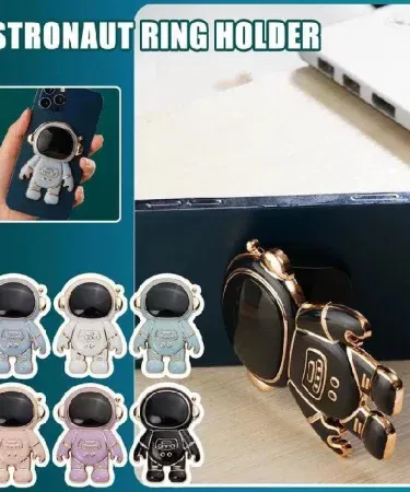 Universal foldable plastic astronaut phone stand holder for all smartphones and case back covers, perfect for hands‑free viewing and video calls.