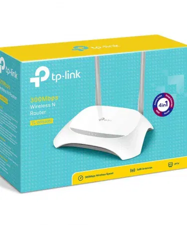 TP‑Link TL‑WR840N 300Mbps Dual‑Antenna Wireless Router – Front View, imagecaption=TP‑Link TL‑WR840N router delivering fast, stable WiFi for home and office.