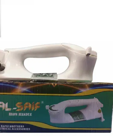 AL‑SAIF Universal Replacement Dry Iron Handle (White) – high‑quality spare part for dry irons, imagecaption=Universal white dry iron handle replacement – available now on Khareedo & Kharedo.