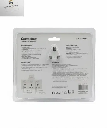 Camelion 5-in-1 Universal Power Adapter with multiple ports for USB‑C, USB‑A, Micro‑USB, Lightning and AC plug