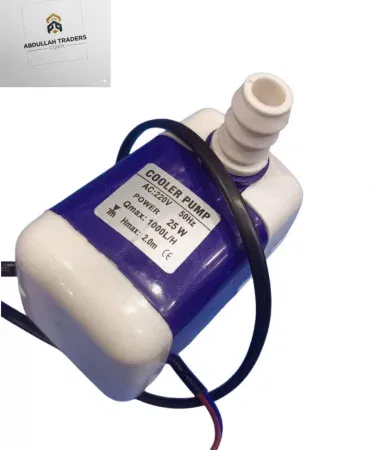 ASB Submersible Water Pump 25W – compact, corrosion‑resistant pump for home and garden use, placed on a tiled floor with water flowing from its outlet.