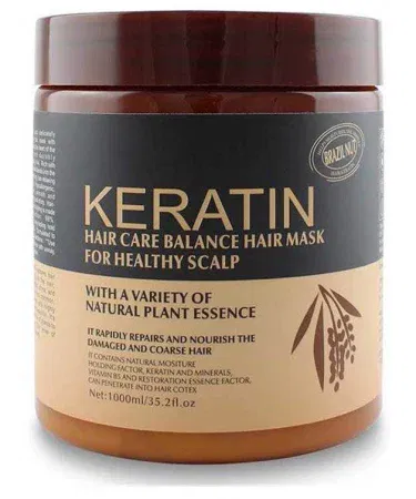 Keratin Hair Mask 500ml bottle with natural plant essence packaging, imagecaption=Keratin Hair Mask – Deep Repair, Long‑Lasting Moisture & Frizz‑Free Shine.