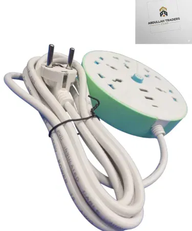 Multi‑Socket Circular Extension Hub with multiple AC outlets and USB ports, rotating 360° for easy access
