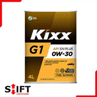 Kixx G1 0W-30 4L API SN PLUS engine oil bottle with Khareedo & Kharedo branding, high‑resolution product image