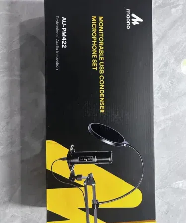 MAONO PM422 USB Condenser Microphone with Boom Arm, Mute Button, Mic Gain Knob and Zero‑Latency Monitoring for PC and Studio