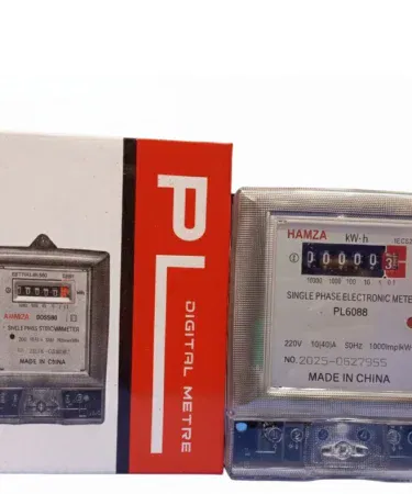 Hamza PL6088 Single Phase Electronic Energy Meter – digital display, compact design, tamper‑proof housing, suitable for home and small‑business installations