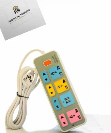 Heavy Duty Extension Power Strip with 4 EU outlets, 4 MK outlets, 2 USB ports and on/off switch – Khareedo | Kharedo