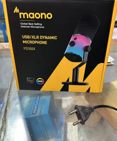 Maono PD100X USB XLR Dynamic Gaming Microphone – sleek black design with dual connectivity for gamers and streamers, imagecaption=Maono PD100X USB/XLR Dynamic Gaming Microphone – high-quality sound for gaming, streaming, and content creation.