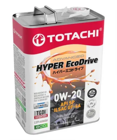 Totachi 0W-20 Hyper Ecodrive 4 L synthetic engine oil bottle, imagecaption=Totachi 0W-20 Hyper Ecodrive – 4 L fully synthetic oil for high‑efficiency gasoline engines, available on Khareedo | Kharedo with Check on Delivery.