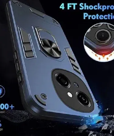 Tecno Spark Go 1 Pop 9 luxury shock‑proof armor case with car ring stand cover – premium protection and hands‑free viewing