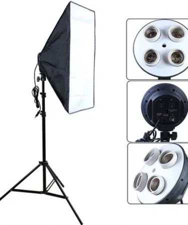 Continues Light Softbox 4 Bulb E27 Kit 50x70 cm for video and photo lighting – Khareedo , imagecaption=Continues Light Softbox 4‑Bulb E27 Kit – 50×70 cm softbox for professional video lighting, available on Khareedo ,