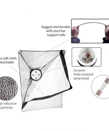 Continues Light Softbox 4 Bulb E27 Kit 50x70 cm for video and photo lighting – Khareedo , imagecaption=Continues Light Softbox 4‑Bulb E27 Kit – 50×70 cm softbox for professional video lighting, available on Khareedo ,