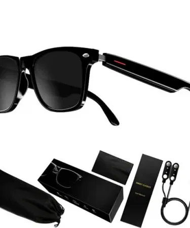 Bluetooth Smart Audio Glasses BGE13-C – wireless BT5.0 audio eyewear with polarized lenses, magnetic charging, black color