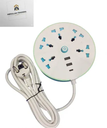 Multi‑Socket Circular Extension Hub with multiple AC outlets and USB ports, rotating 360° for easy access