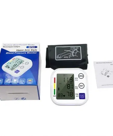Upper Arm Automatic Blood Pressure Monitor with Large LCD Display and Portable Cuff for Home Use