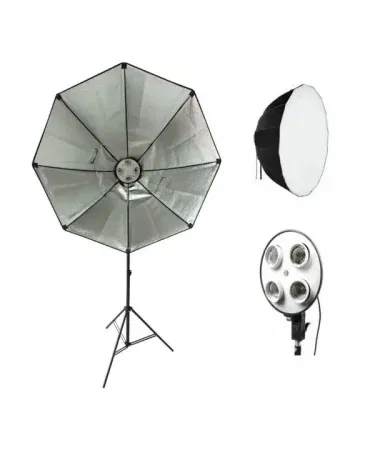 Socket Bulb Holder with Octa 90cm and 8806 Imported Stand for Video Studio – Khareedo|Kharedo , imagecaption=Premium porcelain socket bulb holder with octa 90cm diffuser and 8806 imported stand, perfect for professional video studios. ,