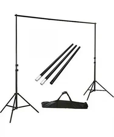 Studio Backdrop Support Kit for Cloth – adjustable aluminum frame with clamps and crossbars for stable backdrop setup, imagecaption=Professional-grade Studio Backdrop Support Kit for cloth backdrops, perfect for photography and video studios.