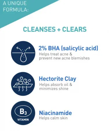 CeraVe Blemish Control Cleanser 236ml bottle with salicylic acid, niacinamide and ceramides for oily, blemish‑prone skin, imagecaption=CeraVe Blemish Control Cleanser – gentle deep cleansing for clear, smooth skin.