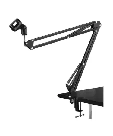 Professional Recording Microphone Stand Suspension Scissor Arm – Black, imagecaption=Black scissor‑arm microphone boom perfect for dynamic and condenser mics.