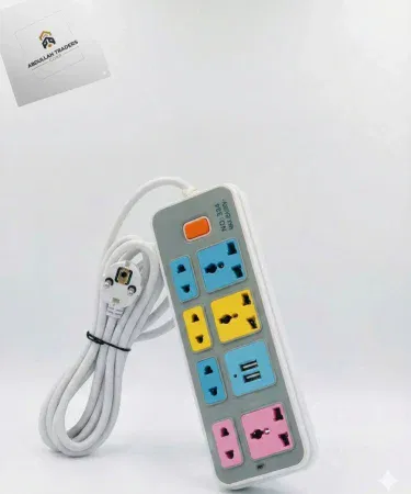 Heavy Duty Extension Power Strip with 4 EU outlets, 4 MK outlets, 2 USB ports and on/off switch – Khareedo | Kharedo