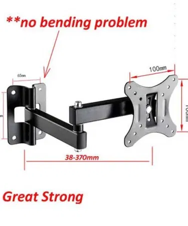 Full Motion 10‑30″ Flat Panel TV Wall Mount with VESA 100×100mm support, tiltable and swivel design for LED/LCD displays