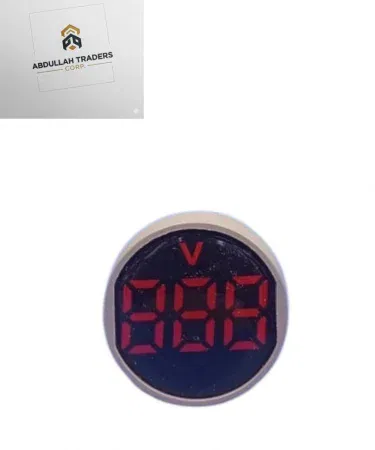 Mini LED Digital AC/DC Pilot Light Voltmeter Indicator with red 3‑digit LED display mounted on a panel, imagecaption=Compact round pilot light voltmeter for AC/DC voltage monitoring – perfect for industrial panels, vehicle dashboards, and power strips.