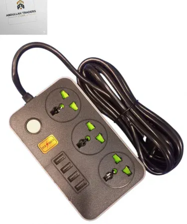 3‑socket universal extension block with 4 USB charging ports on Khareedo|Kharedo