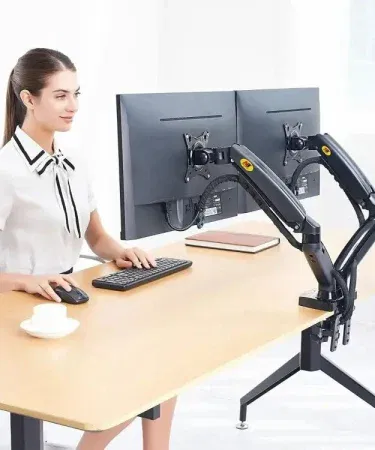 NB North Bayou F160 Dual Monitor Desk Mount Stand – full motion swivel stand for two monitors