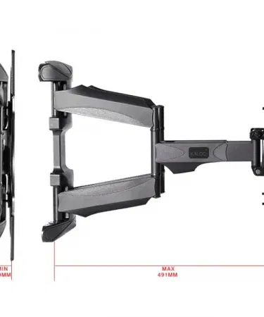Imported KALOC X7 Universal 32‑75″ Full Motion TV Wall Mount – Adjustable TV Stand – Black finish, sturdy steel construction, showing tilt and swivel features.