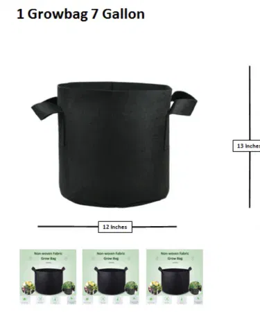 Heavy duty 7 gallon breathable fabric grow bags with handles for home gardening