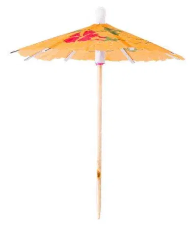 Pack of 5 colorful mini cocktail umbrellas for juice and tropical drinks, perfect for decoration