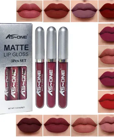 KS One Matte Lipgloss 3-Piece Set (B) – glossy shades in elegant packaging, perfect for Pakistani beauty lovers