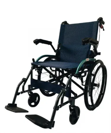 Lightweight foldable wheelchair with flip‑up armrest, footrest, and sturdy backrest – portable and easy to carry