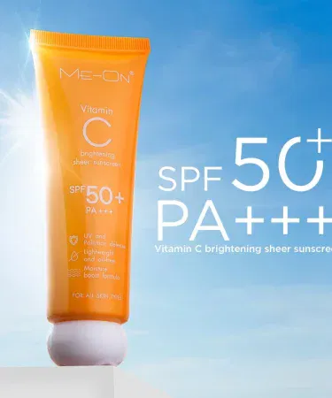 ME-ON Vitamin C Sunscreen Lotion SPF 50+ brightening lightweight sun cream for men and women in Pakistan