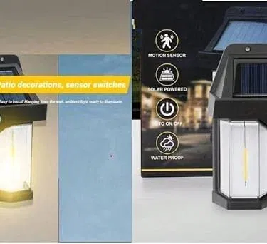 Double Head Antique Solar Sensor Lamp – waterproof motion sensor wall light with dual heads, antique design, installed on outdoor wall,