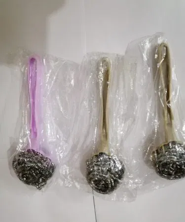 Sponge Ball Cleaning Sponges eco non‑scratch scrub brush with PP handle – perfect for kitchen and bathroom cleaning
