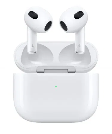 Apple AirPods 3rd Generation wireless earbuds with MagSafe charging case, sleek half‑in‑ear design, and IPX4 water‑resistant finish