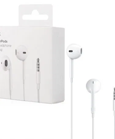 Stereo Hand Free Apple in‑ear earphones with microphone, volume control button and active noise cancellation