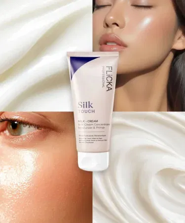 Flicka Silk Touch Milk Cream Face Moisturizer & Primer 30ml – Radiance‑Boosting Makeup Base, imagecaption=Flicka Silk Touch Milk Cream Face Moisturizer & Primer – Radiance‑Boosting, skin‑smoothing makeup base for all skin types.