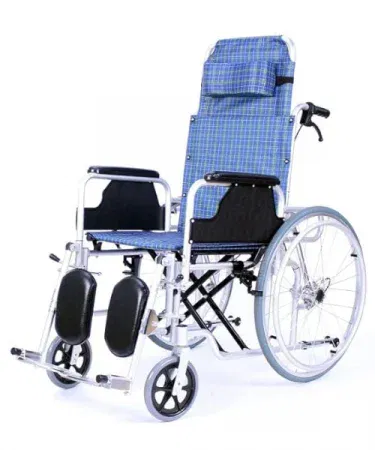 Elite Healthcare imported aluminum reclining high back wheelchair with adjustable recline and lumbar support, lightweight portable design for elderly home use, imagecaption=Premium Elite Healthcare Aluminum Reclining High Back Wheelchair – Comfortable, Durable, and Portable – Available on Khareedo & Kharedo across Pakistan,