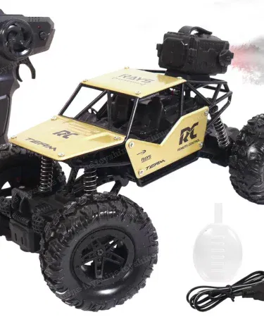 1:16 Metal Drift RC Car with 360° rotating 4WD and 2.4GHz gesture sensor control, imagecaption=Zoom‑in view of the 1:16 metal drift RC monster truck showcasing its drift wheels, dual motors and independent suspension.