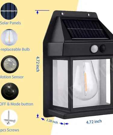 Solar Charge Motion Sensor Waterproof Wall Lamp 888 installed on exterior wall, showing motion‑activated illumination, imagecaption=Solar Charge Motion Sensor Solar Waterproof Wall Lamp 888 – energy‑saving outdoor lighting solution