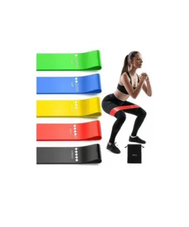 Pack of 5 colorful latex‑free resistance loop bands for yoga, pilates and strength training, imagecaption=5‑color resistance loop band set – perfect for home, gym, and travel workouts,