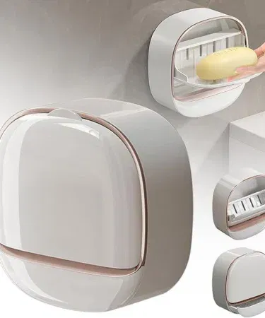 Elegant oval Luxury Soap Holder with anti‑slip base and water‑drain tray, perfect for bathroom or kitchen use.