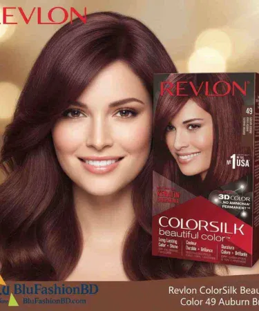 REVLON Hair Color Silk Auburn Brown 49 – vibrant auburn shade with silky finish, perfect for salon‑like results at home