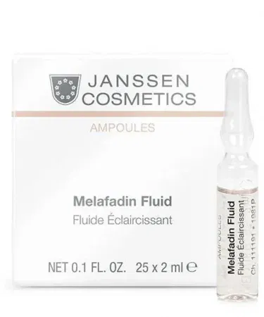 Janssen Cosmetics Melafadin Fluid Ampoule 2ml brightening ampoule for dark spot care and radiant skin, imagecaption=Janssen Melafadin Fluid Ampoule 2ml – brightening & skin‑tone correcting facial ampoule,