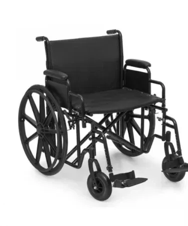 Super Wide Seat Heavy Duty Black Wheelchair with Flip‑up Armrests and Foldable Design, imagecaption=Super Wide Seat Heavy Duty Wheelchair – Black, Foldable, High Capacity for Heavy Users,